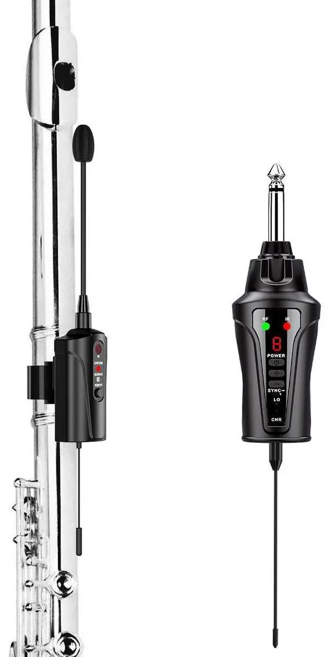 Main image of UHF Wireless Flute Microphone System, Wireless Tie-on Microphone for Flute, Suitable for Live Performances, PA Systems, Audio Mixers, and Speakers - DT-5