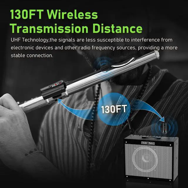 Alt view image 2 of 6 - UHF Wireless Flute Microphone System, Wireless Tie-on Microphone for Flute, Suitable for Live Performances, PA Systems, Audio Mixers, and Speakers - DT-5