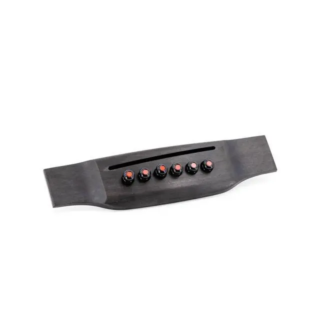 Alt view image 3 of 4 - LUXE BY ® Acoustic Guitar Bridge Pins Gloss Black with Red Inlay | Liquidmetal® Construction for Increased Volume and Sustain | Set of 6