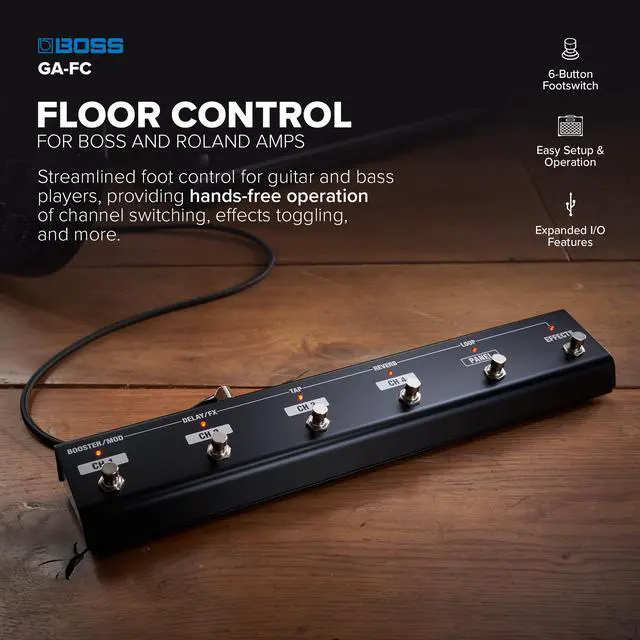 Alt view image 2 of 6 - GA-FC | 6-Button Foot Controller | Hands-Free Control of /Roland Guitar & Bass Amps | Streamlined Channel Switching | Change Presets & Toggle Effects | Compatible with Most Katana Amps & More