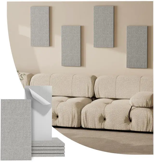 Main image of 4PCS Acoustic Panels, 24"x12" Fabric Acoustic Panels for Walls, Self-Adhesive Sound Absorbing Panels for Home, Office, Studios (Mist Graphite)