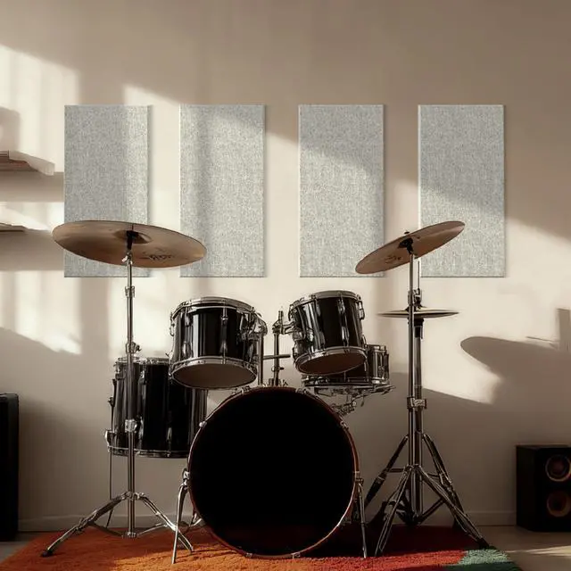 Alt view image 7 of 7 - 4PCS Acoustic Panels, 24"x12" Fabric Acoustic Panels for Walls, Self-Adhesive Sound Absorbing Panels for Home, Office, Studios (Mist Graphite)
