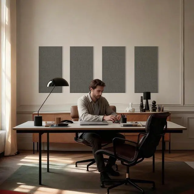 Alt view image 7 of 7 - 4PCS Acoustic Panels, 24"x12" Fabric Acoustic Panels for Walls, Self-Adhesive Sound Absorbing Panels for Home, Office, Studios (Dark Grey)
