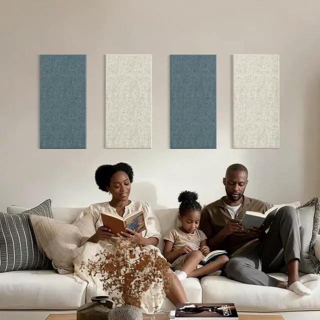 Alt view image 2 of 7 - 4PCS Acoustic Panels, 24"x12" Fabric Acoustic Panels for Walls, Self-Adhesive Sound Absorbing Panels for Home, Office, Studios (Slate Navy & Chalk White)