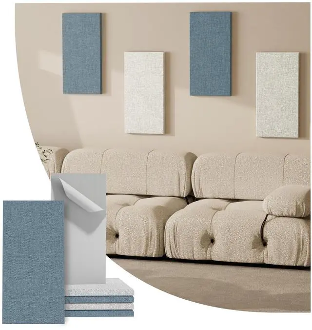 Main image of 4PCS Acoustic Panels, 24"x12" Fabric Acoustic Panels for Walls, Self-Adhesive Sound Absorbing Panels for Home, Office, Studios (Slate Navy & Chalk White)