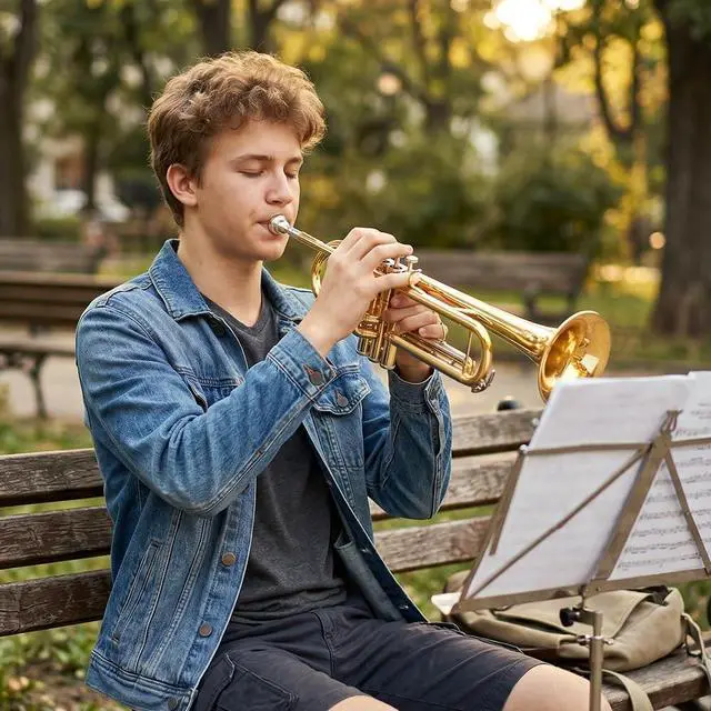 Alt view image 2 of 7 - Bb Trumpet for Beginners Standard B Flat Brass Instrument with 7C Mouthpiece, Hard Case & Cleaning Kit, Student Trumpet for Band Practice, Lessons & Gift (Golden)