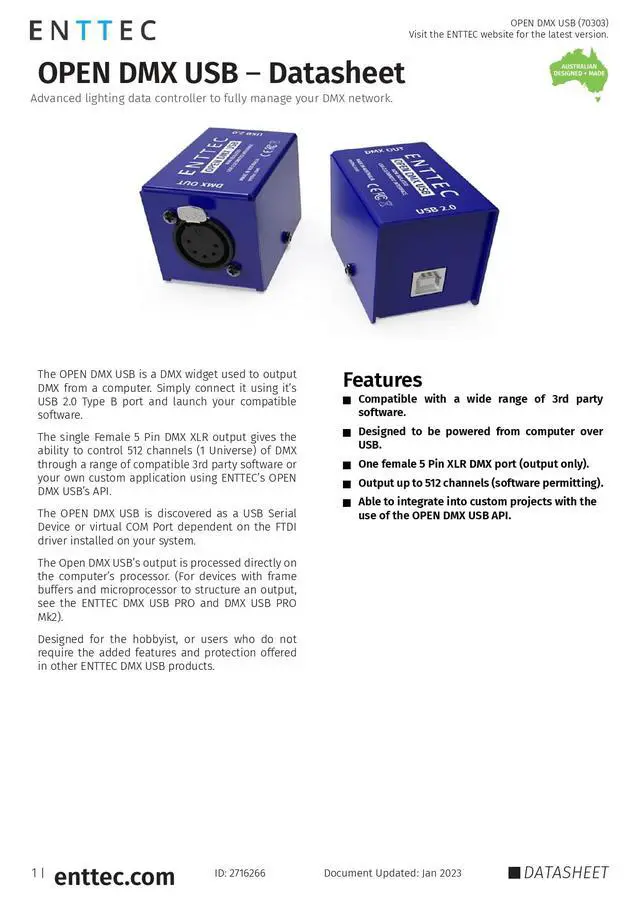 Alt view image 6 of 7 - Open DMX USB 70303 Lighting Interface - Open Source/Hardware Only - Entry Level Model