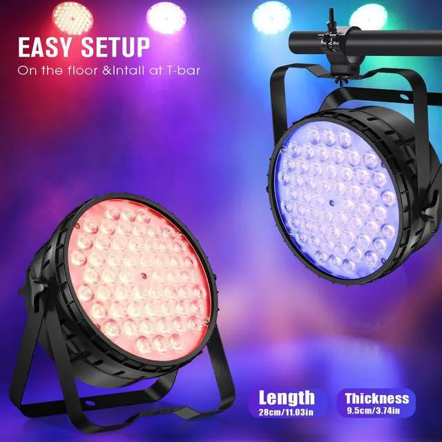 Alt view image 6 of 7 - 54 * 4W LED Stage Light,4 in 1 RGBW High CRI DJ Par Lights-1 Pack | 54 * 4W CRI>90 RGBW LEDs, Auto/Sound/DMX512/Master-Slave, LPC010N PAR Light For Parties, Concerts, Theatrical, Uplighting