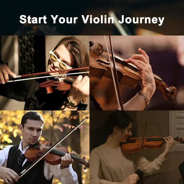 Alt view image 2 of 7 - Acoustic Violin for Beginner 4/4 Full Size Violin Set Solid Wood Ebony for Adult Teen Student Starter Kit with Hard Case, Shoulder Rest, Bow, Music Stand, Strings, Free Lessons (Sepia, 4/4 Size)