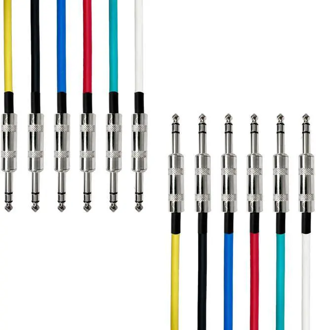 Main image of AxcessAbles 20ft 6-Pack TRS to Audio Cables - 1/4" Balanced, Multi-Color, Male-to-Male, Studio & Home Audio