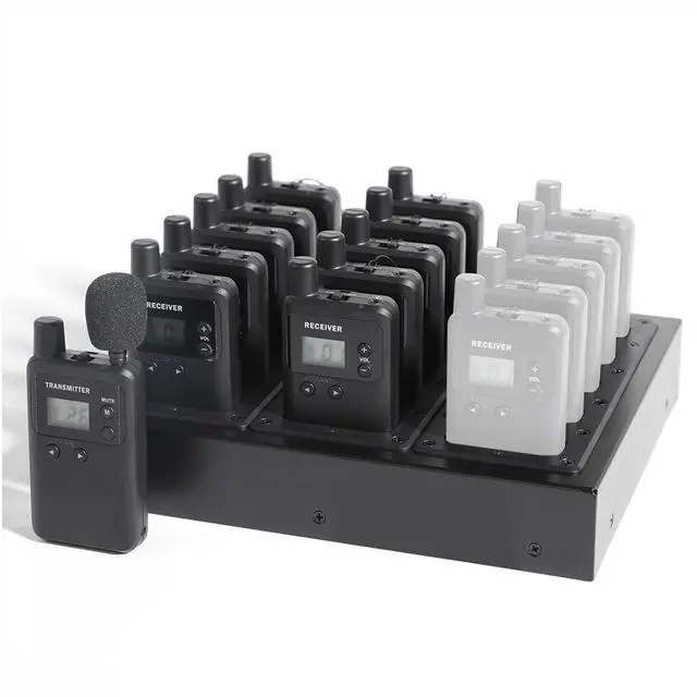 Alt view image 2 of 7 - Wireless Tour Guide System, Tour Guide Microphone, Tour Guide Headsets 1 Transmitter 10 Receivers 1 Charger Court Church Translation Assisted Listening System for Factory School