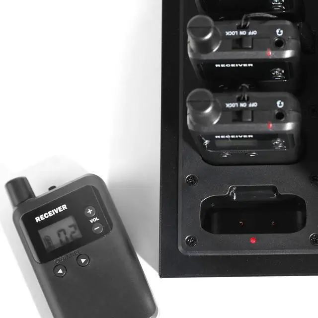 Alt view image 4 of 7 - Wireless Tour Guide System, Tour Guide Microphone, Tour Guide Headsets 1 Transmitter 10 Receivers 1 Charger Court Church Translation Assisted Listening System for Factory School