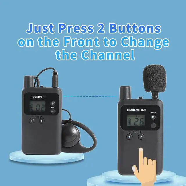 Alt view image 5 of 7 - Wireless Tour Guide System, Tour Guide Microphone, Tour Guide Headsets 1 Transmitter 10 Receivers 1 Charger Court Church Translation Assisted Listening System for Factory School
