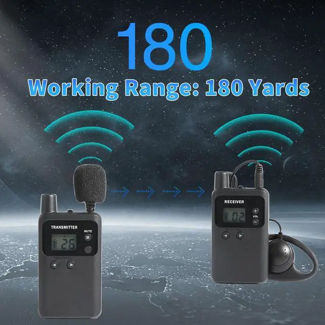 Alt view image 7 of 7 - Wireless Tour Guide System, Tour Guide Microphone, Tour Guide Headsets 1 Transmitter 10 Receivers 1 Charger Court Church Translation Assisted Listening System for Factory School