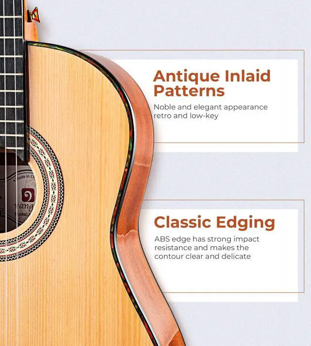 Alt view image 5 of 7 - Classical Guitar 36" 3/4 Spanish Style Classical Guitarra, 36 Inch Nylon Strings Guitar Ideal for Beginner Teens Adults, Natural Spruce, by