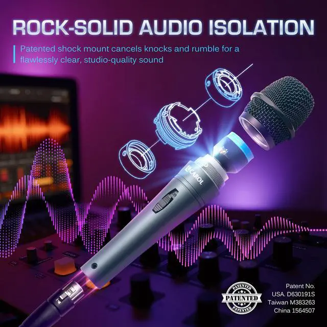 Alt view image 3 of 7 - E dur-916S Gray XLR Wired Vocal Microphone for SingingSupercardioid | Patented dual-shock-mount minimizes handling noise. Anti-rolling grille keeps the microphone secure on desk