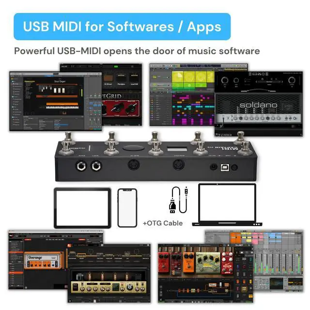 Alt view image 4 of 7 - MIDI Captain Foot Controller Multi-Effects Keyboards Synthesizer USB-MIDI musical software Bias with Time Engine Function Support all PC/CC/Note commander 10 Foot Switches