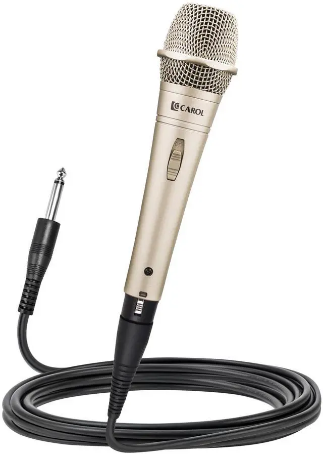 Main image of Edur-916S Golden XLR Wired Vocal Microphone for SingingSupercardioid | Patented dual-shock-mount minimizes handling noise. Anti-rolling grille keeps the microphone secure on desk