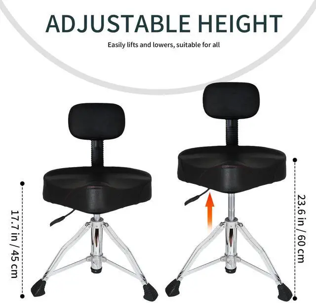 Alt view image 2 of 4 - Heavy Duty Hydraulic Adjustable Drum Throne with Backrest for Adults | Heavy Duty,Easy to Assemble,Sturdy and Stable,Ergonomic Design