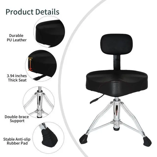 Alt view image 3 of 4 - Heavy Duty Hydraulic Adjustable Drum Throne with Backrest for Adults | Heavy Duty,Easy to Assemble,Sturdy and Stable,Ergonomic Design