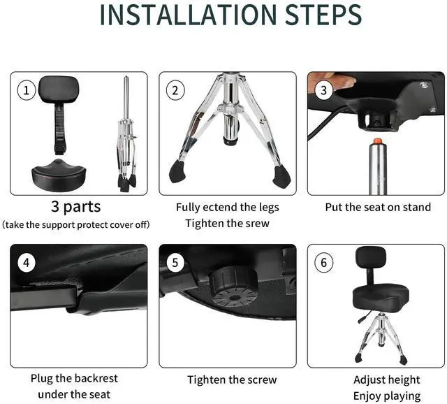 Alt view image 4 of 4 - Heavy Duty Hydraulic Adjustable Drum Throne with Backrest for Adults | Heavy Duty,Easy to Assemble,Sturdy and Stable,Ergonomic Design