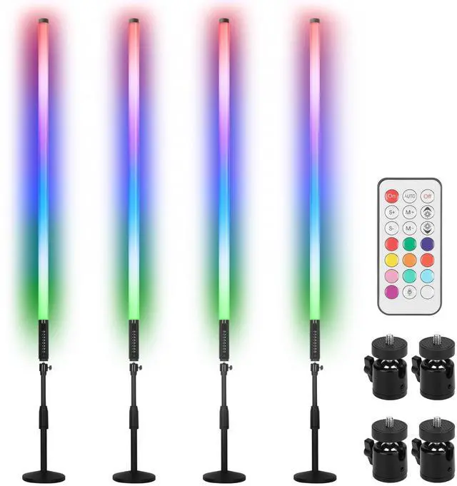 Main image of DJ Tube Lights with Stand 4ft 5000mah Rechargeable RGB Light Bar Synchronous Working LED Video Light Stick Photo Booth Disco Stage Wedding Event Decorative Lighting 4 Pack