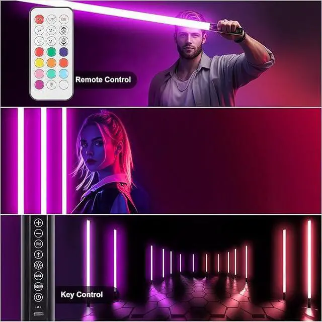 Alt view image 6 of 7 - DJ Tube Lights with Stand 4ft 5000mah Rechargeable RGB Light Bar Synchronous Working LED Video Light Stick Photo Booth Disco Stage Wedding Event Decorative Lighting 4 Pack
