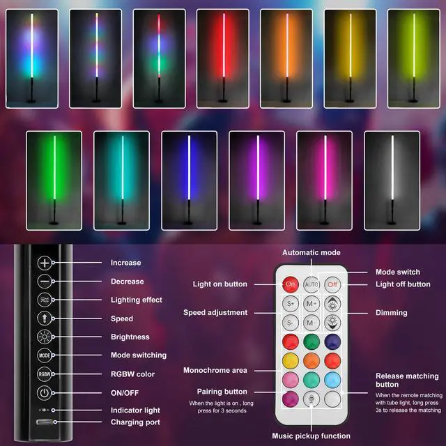 Alt view image 4 of 7 - DJ Tube Lights with Stand 4ft 5000mah Rechargeable RGB Light Bar Synchronous Working LED Video Light Stick Photo Booth Disco Stage Wedding Event Decorative Lighting 4 Pack