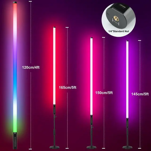 Alt view image 7 of 7 - DJ Tube Lights with Stand 4ft 5000mah Rechargeable RGB Light Bar Synchronous Working LED Video Light Stick Photo Booth Disco Stage Wedding Event Decorative Lighting 4 Pack
