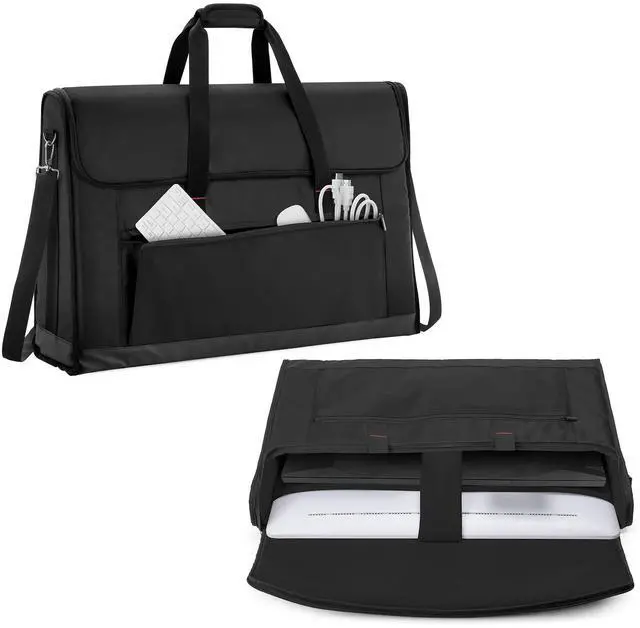 Main image of Monitor Carrying Case 24-27 Inch Padded Travel Bag | Hold Up to 2 LCD Screens/TVs, Not Compatible with iMac, with Accessories Pocket, Shoulder Strap, PU Bottom, Black