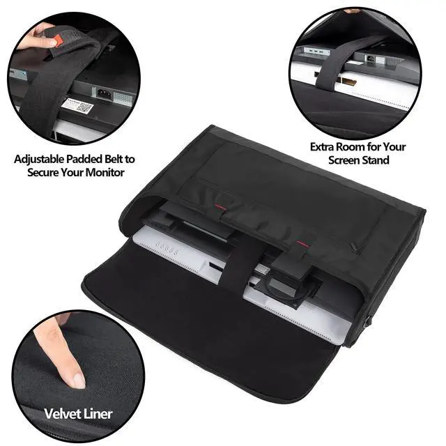 Alt view image 2 of 7 - Monitor Carrying Case 24-27 Inch Padded Travel Bag | Hold Up to 2 LCD Screens/TVs, Not Compatible with iMac, with Accessories Pocket, Shoulder Strap, PU Bottom, Black