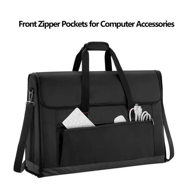 Alt view image 3 of 7 - Monitor Carrying Case 24-27 Inch Padded Travel Bag | Hold Up to 2 LCD Screens/TVs, Not Compatible with iMac, with Accessories Pocket, Shoulder Strap, PU Bottom, Black