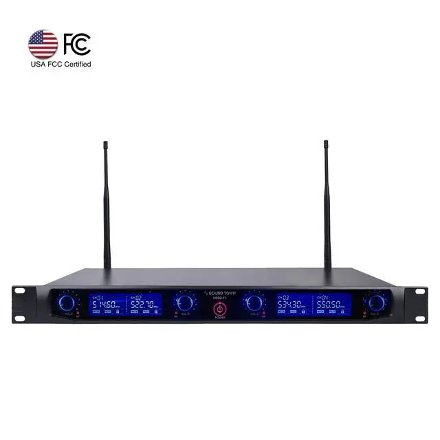 Alt view image 2 of 5 - 4 Channels Professional UHF Wireless Microphone System with Rack Mountable Metal Receiver and 4 Handheld Mics, for Church, School, Outdoor Wedding, Meeting, Party and Karaoke