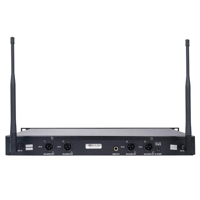 Alt view image 3 of 5 - 4 Channels Professional UHF Wireless Microphone System with Rack Mountable Metal Receiver and 4 Handheld Mics, for Church, School, Outdoor Wedding, Meeting, Party and Karaoke