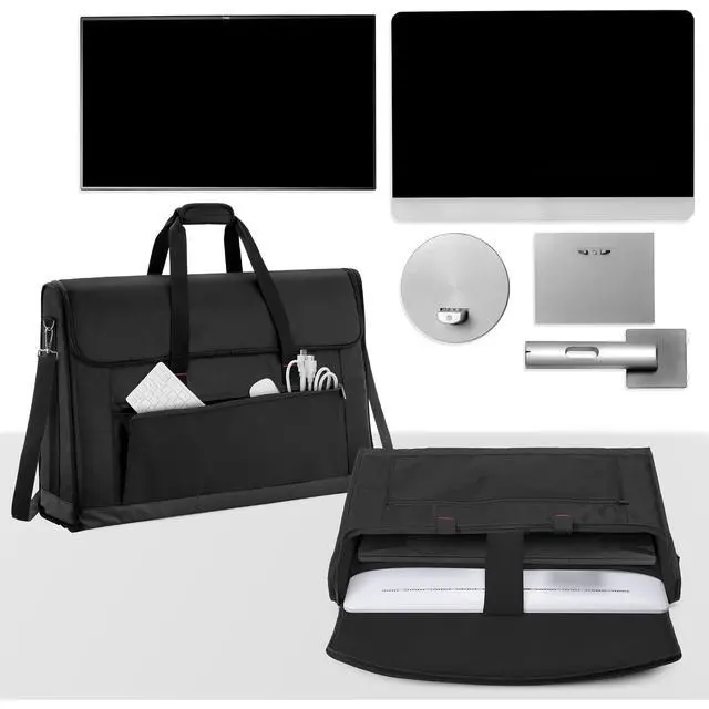 Alt view image 6 of 7 - Monitor Carrying Case 24-27 Inch Padded Travel Bag | Hold Up to 2 LCD Screens/TVs, Not Compatible with iMac, with Accessories Pocket, Shoulder Strap, PU Bottom, Black