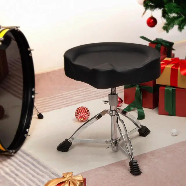 Alt view image 2 of 7 - Heavy-Duty Drum Throne - Adjustable Height 17.13-23.62 Inches, Comfortable PU Surface, Extra-Thick Seat, 400 lbs Weight Capacity, Ideal for Adult Drummers