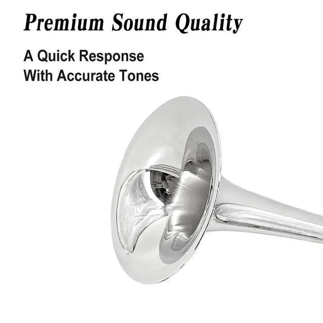 Alt view image 3 of 6 - Bb Tenor Slide Trombone B Flat Brass Trombone Nickel Plated - Includes Hard Case, Mouthpiece & Cleaning Kit Fit for Musicians and Beginners12.7 mm & 205 mm