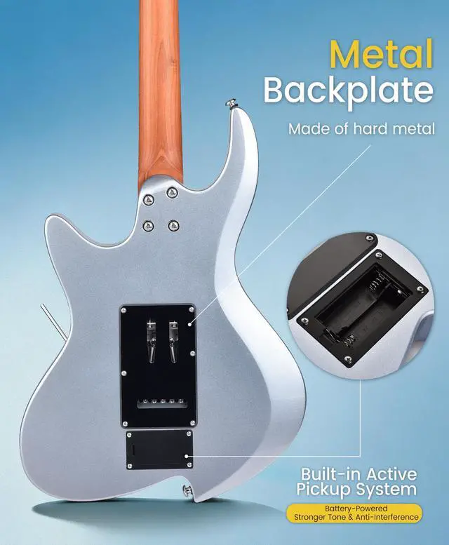 Alt view image 3 of 7 - Character Series Electric Guitar with Roasted Maple Neck, SSH Active Pickups, Built-in Multi-Effects & Vintage Tremolo (Blue)
