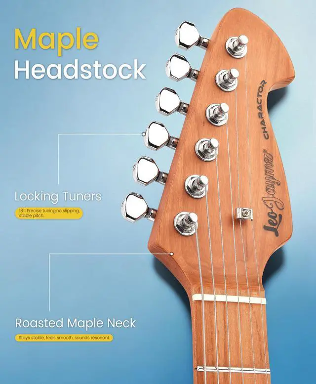 Alt view image 4 of 7 - Character Series Electric Guitar with Roasted Maple Neck, SSH Active Pickups, Built-in Multi-Effects & Vintage Tremolo (Blue)