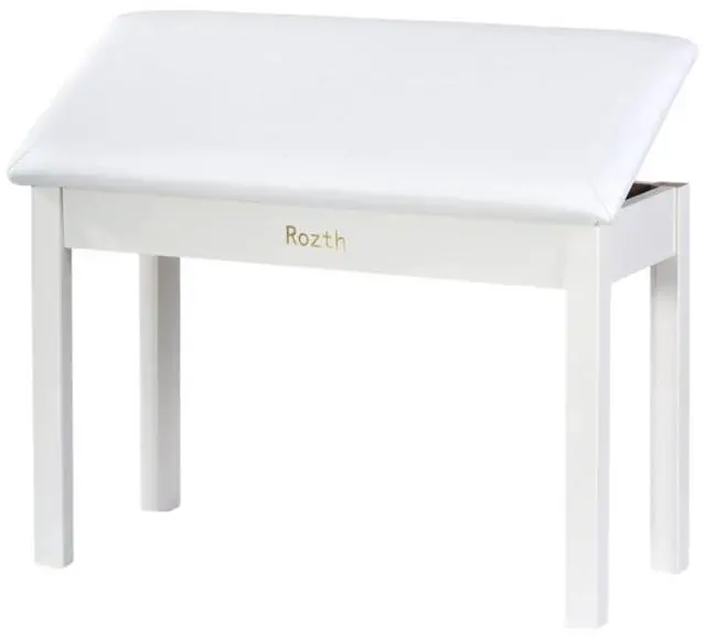 Main image of S100 Solid Wood Duet Piano Bench with Storage, Piano Stool with Padded Cushion, Keyboard Bench with Bookcase, Piano Chair and Piano Seat. High-Density Sponges. (White)
