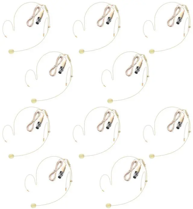 Main image of 10 Pack Headset Microphone Dual Earset Headworn Over Ear Hanging Condenser Mic Compatible with AKG Samson,Mini XLR Mic 3Pin TA3F Plug,Windscreen,Lightweight for Lectures Performance Theater Podcasts