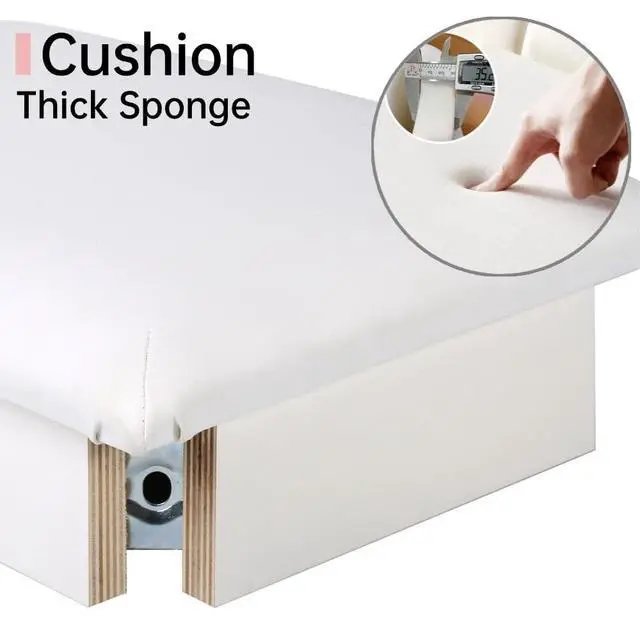 Alt view image 7 of 7 - S100 Solid Wood Duet Piano Bench with Storage, Piano Stool with Padded Cushion, Keyboard Bench with Bookcase, Piano Chair and Piano Seat. High-Density Sponges. (White)