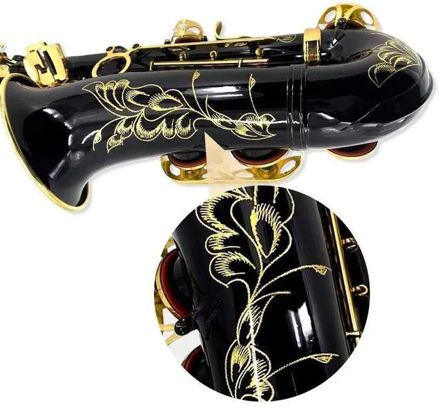 Alt view image 6 of 6 - Student Eb Alto Saxophone E Flat for Beginners Sax Full Kit with Pads Cushions,Hard Carrying Case,Neck Strap,Reeds,Cleaning Cloth & Rod,Mouthpiece,Gloves