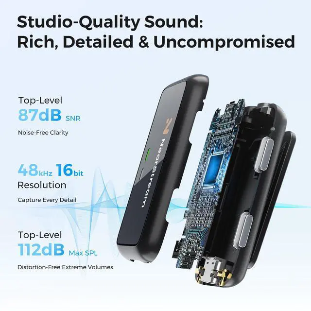 Alt view image 4 of 7 - Wireless Lapel Microphone for iPhone/Android/Camera/PC (AWM20T) | Wireless Lavalier Microphone with Noise Cancellation, 656ft Transmission, LCD Display, 20H Battery Life