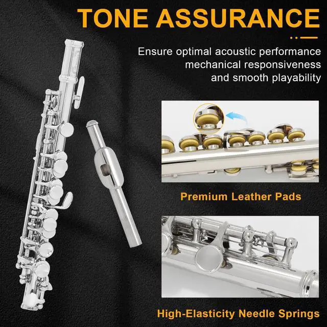 Alt view image 5 of 7 - Closed Hole C Piccolo, Professional Nickel Silver Body with Bronze Finish, Includes Gig Bag, Manual and Cleaning Kit, for Beginners and School Bands (Nickel Plated)