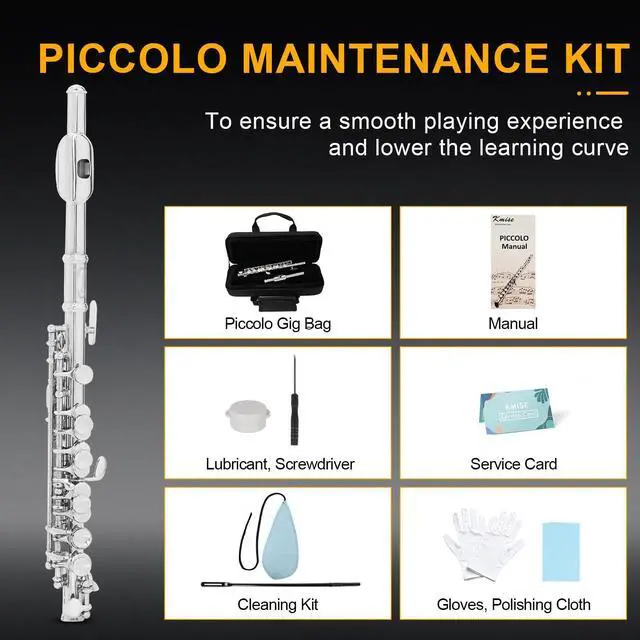 Alt view image 6 of 7 - Closed Hole C Piccolo, Professional Nickel Silver Body with Bronze Finish, Includes Gig Bag, Manual and Cleaning Kit, for Beginners and School Bands (Nickel Plated)