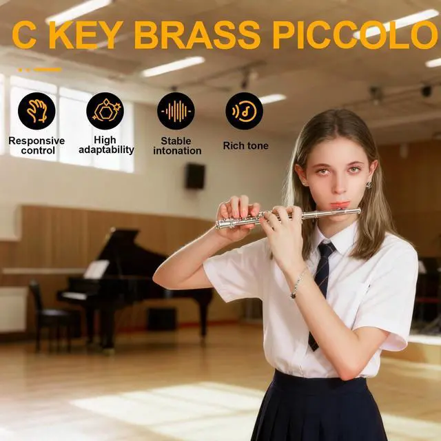 Alt view image 7 of 7 - Closed Hole C Piccolo, Professional Nickel Silver Body with Bronze Finish, Includes Gig Bag, Manual and Cleaning Kit, for Beginners and School Bands (Nickel Plated)