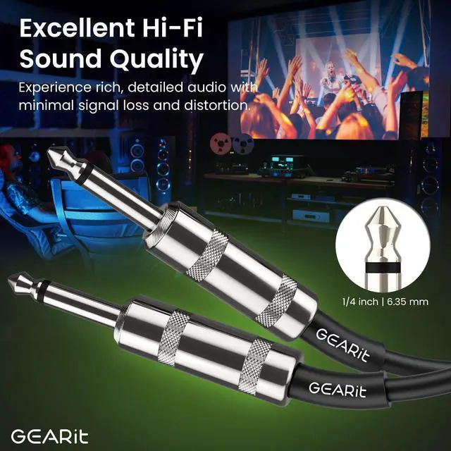 Alt view image 2 of 7 - Professional Speaker Cable (50ft) 12AWG Pure Copper 1/4 inch to 1/4 inch TS Straight Male to Male for Amplifier, Speaker Cabinet, PA and DJ Audio