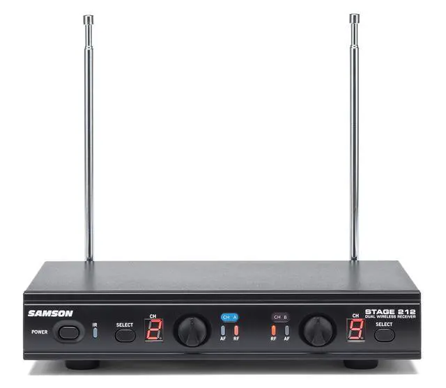 Alt view image 5 of 7 - Stage 212 Dual VHF Handheld Wireless Mic System with 2 Q6 Mics | 12 Channels, Ir Sync, Xlr Mix Plus 1/4 Outputs, ~200' Range, ~12 Hr Battery