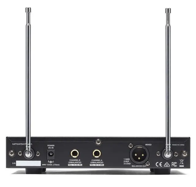 Alt view image 6 of 7 - Stage 212 Dual VHF Handheld Wireless Mic System with 2 Q6 Mics | 12 Channels, Ir Sync, Xlr Mix Plus 1/4 Outputs, ~200' Range, ~12 Hr Battery